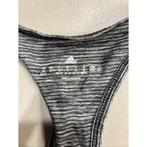 Adidas Size Medium Razorback Grey Striped Tank Top Women's - Picture 2 of 5